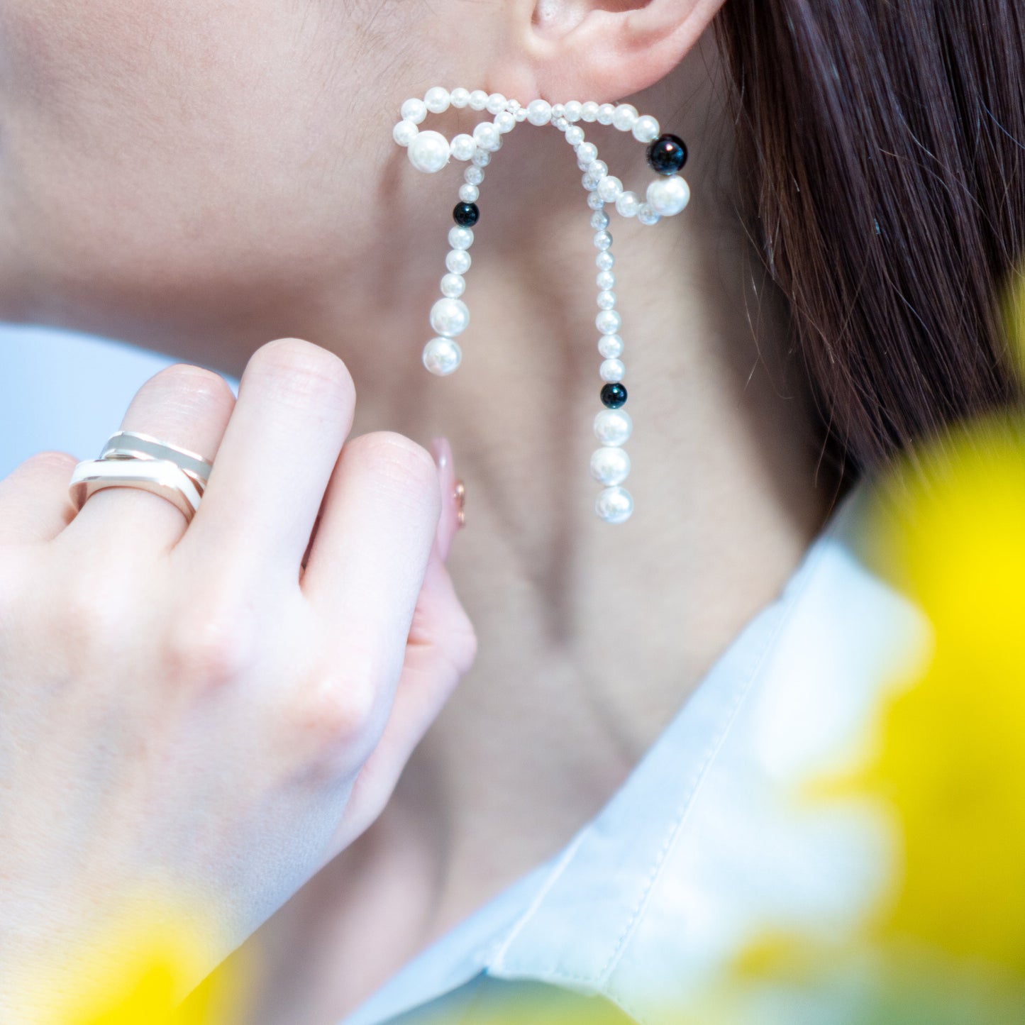 Pearl Ribbon ピアス：Lili