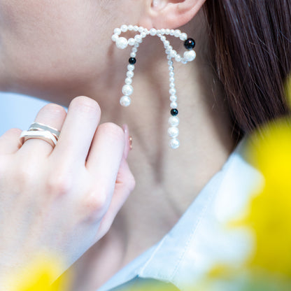 Pearl Ribbon ピアス：Lili